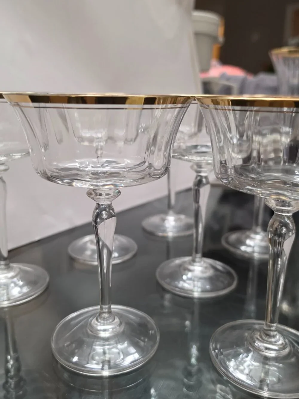 Mikasa Jamestown Crystal Champagne Sherbet Glass 359676 eight gold trim